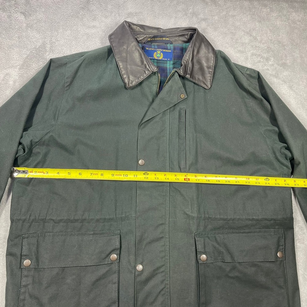 Blarney Castle Designs Ireland Field Jacket Mens M Green Leather Collar READ - Picture 3 of 8